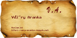 Váry Aranka névjegykártya
